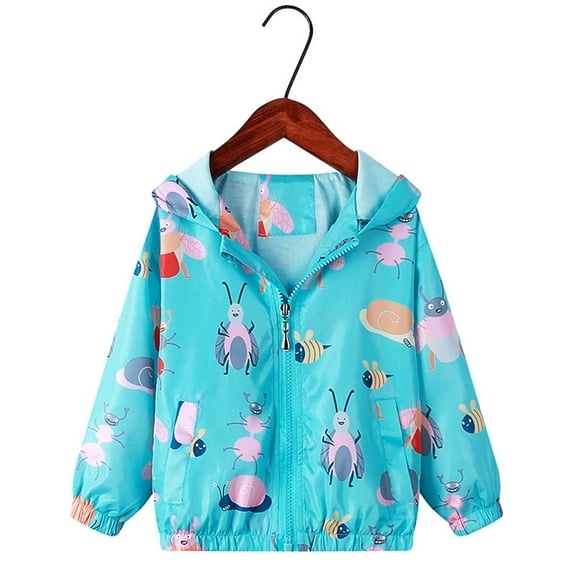 Lilgiuy Little Boys Girls Long Sleeve Cute Cartoon Print Hooded Coat Solid Color Breathable Lightweight Active Running Outdoor Wear (Green,4-5 Years)