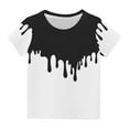 thumbnail image 1 of Lilgiuy Little Boys Girls Patchwork T Shirt Children Short-Sleeve Crew Neck Top Summer T Shirt for Workout Sport Athletic(White,3-4 Years), 1 of 4