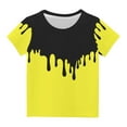 thumbnail image 1 of Lilgiuy Little Boys Girls Patchwork T Shirt Children Short-Sleeve Crew Neck Top Summer T Shirt for Workout Sport Athletic(Yellow,5-6 Years), 1 of 4