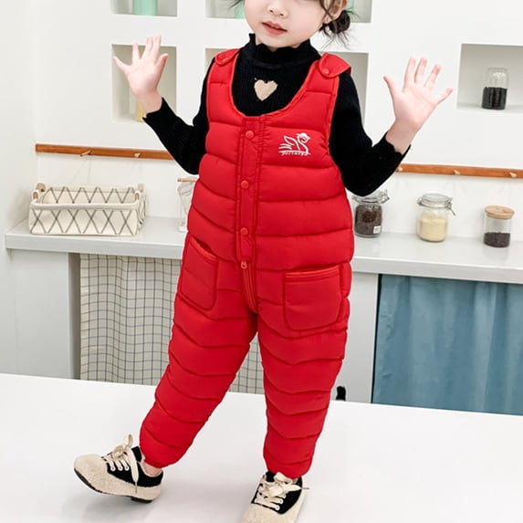 Lilgiuy Little Boys Girls Snow Pants Winter Outdoor Snowsuit Casual Sleeveless Zipper Windproof Waterproof Ski Snow Bibs Overalls Christmas Gifts(1-6Y)