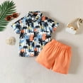 thumbnail image 1 of Lilgiuy Little Boys Hawaiian Clothes Summer Print Short Sleeve Button Down Loose Tops Shorts Set for Fishing Swimming, 1 of 5