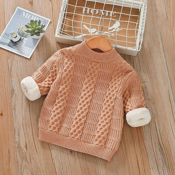Lilgiuy Little Girl Boys Sweater Casual Round Neck Long Sleeve Color Color Knitted Pullover Tops Autumn Winter Clothes for School Birthday Party