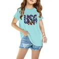 thumbnail image 1 of Lilgiuy Little Girls Boys American Flag T-Shirt Casual Solid Color USA Letter Print Patriotic Tee Kids 4th of July Shirt Memorial Day Clothes for Independence Day Theme Party(Blue,7-8 Years), 1 of 5