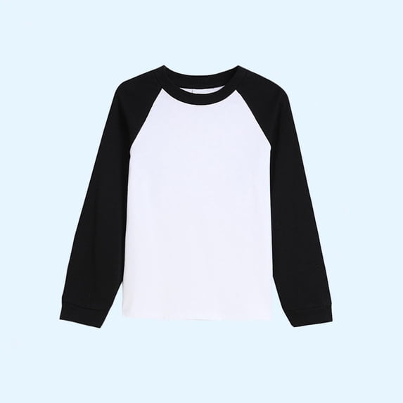 Lilgiuy Little Girls Boys Long Sleeve Tees Casual Color Block Soft Lightweight T-Shirts Children Basic Crewneck Loose T-Shirts Top for Holiday Travel (Black,3-4 Years)