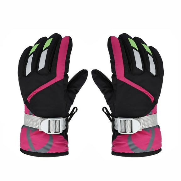 Lilgiuy Little Girls Boys Winter Warm Gloves Snow Ski Gloves Unisex Windproof Thicken Thermal Gloves for Cold Weather Gifts for Children Black