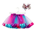 thumbnail image 1 of Lilgiuy Little Girls Dance Skirt Lovely Rainbow Net Yarn Princess Pettiskirt Multi-color Dress With Bow Hairpin Decoration, 1 of 5