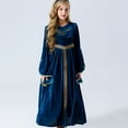 thumbnail image 1 of Lilgiuy Little Girls Medieval Costume Vintage Long Sleeve Soft Renaissance Dress Gothic Ball Gown Halloween Party Maxi Dress Blue (6-7 Years), 1 of 5