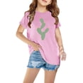 thumbnail image 1 of Lilgiuy Little Girls Short Sleeve Shirts Cute Crew Neck Solid Color Carrot Print Summer Soft Cozy Pollover Tee Top for Hawaiian Pool Seaside(White,11-12 Years), 1 of 4