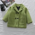 thumbnail image 1 of Lilgiuy Little Girls Winter Woolen Coat Fashion Solid Color Thick Warm Double Breasted Trench Basic Coat Outwear Green（1-6Y), 1 of 5