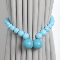 Lilgiuy Magnetic Curtain Tiebacks, 19.29" Curtain Tie Backs for Curtains, Wood Bead Curtain Tiebacks, Curtain Holders for Boho Bedroom Decor, Baby Nursery Decor, Farmhouse Decor, Blue