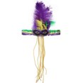thumbnail image 1 of Lilgiuy Mardi Gras Feather Headband for Adult, Mardi Gras Feathers Headband with Mardi Gras Beads Carnival Party Accessory for Mardi Gras Dress Up(One Size), 1 of 1