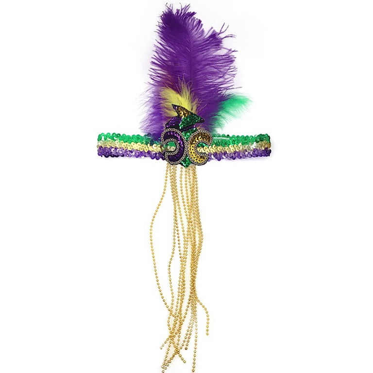 Feather Headband for Women Mardi Gras Costume Party Carnival Accessories Mardi Gras Jester Headband Mardi Gras Ball Mardi Gras  main image 2