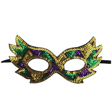 Lilgiuy Mardi Gras Mask Masquerade Sequin Shiny and Sparkling Mask Fits for Stage Performance Carnival Mask for Theme Party Costumes Cosplay(One Size)