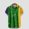 thumbnail image 1 of Lilgiuy Mardi Gras Shirts for Men Summer Short Sleeve Novelty Mask Printed Bowling Casual Button Down Lapel Collar Beach Hawaiian Vacation Shirt(Green,3XL), 1 of 5