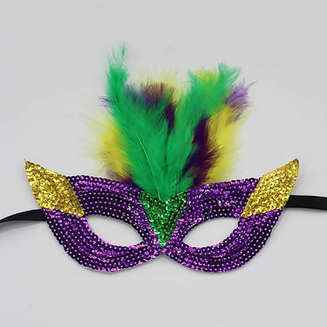 Lilgiuy Masquerade Mask with Feathers for Women Mardi Gras Feather Mask ...