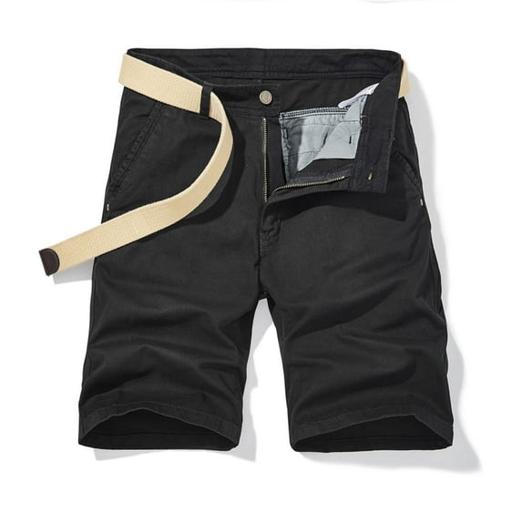 Lilgiuy Men Athletic Shorts Casual Solid Zipper Button Pockets Cropped Cargo Shorts Training Fishing Jogger Clearance