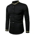 thumbnail image 1 of Lilgiuy Men Casual Buttons Stand-up Collar Embroidered Long Sleeve Blouse Shirt for Camping Hiking Fishing, 1 of 4
