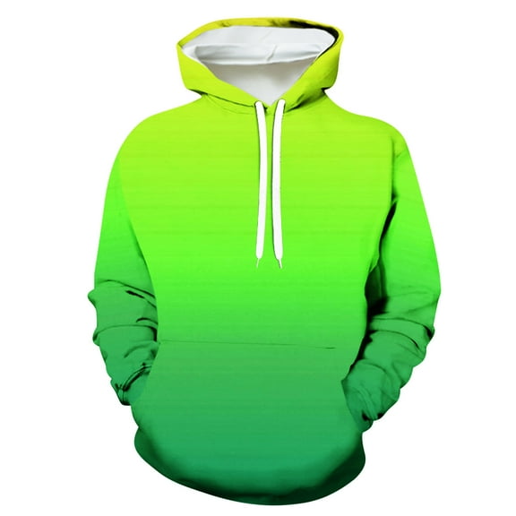 Lilgiuy Men Casual Fashion Gradient Hooded Sweatshirts Round Neck Print Pullover Long Sleeve Tops Sweatshirt Outwear