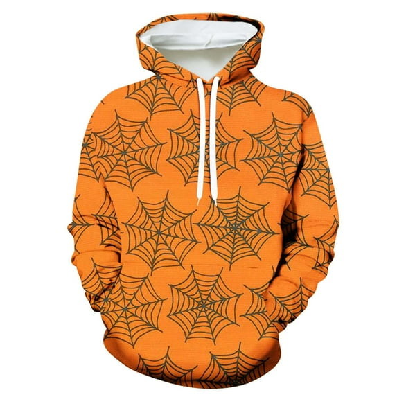 Lilgiuy Men Casual Fashion Hallowmas Hooded Sweatshirts Round Neck Print Pullover Long Sleeve Tops Sweatshirt for Sailing Fishing Camping