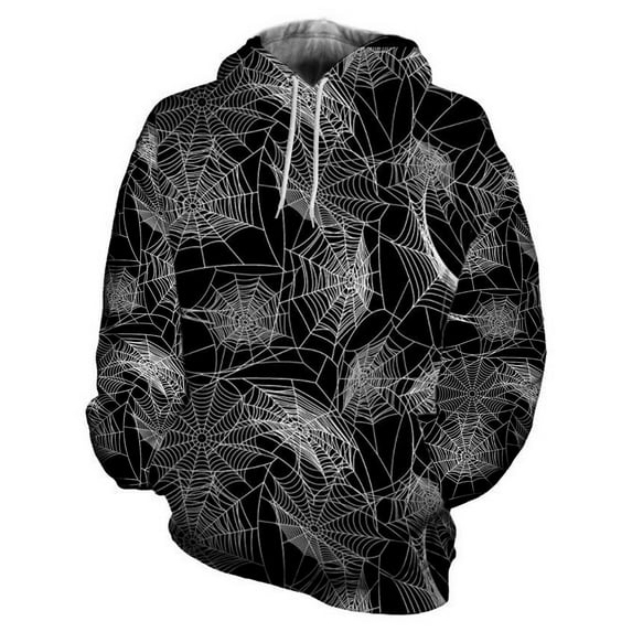 Lilgiuy Men Casual Fashion Hallowmas Hooded Sweatshirts Round Neck Print Pullover Long Sleeve Tops Sweatshirt for School College Library