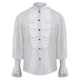 thumbnail image 1 of Lilgiuy Men Casual Fashion Pullover Long Sleeve Stand Collar Ruffled Renaissance Shirt Steampunk Trumpet Sleeve Top for Vacation Festival Holiday, 1 of 4