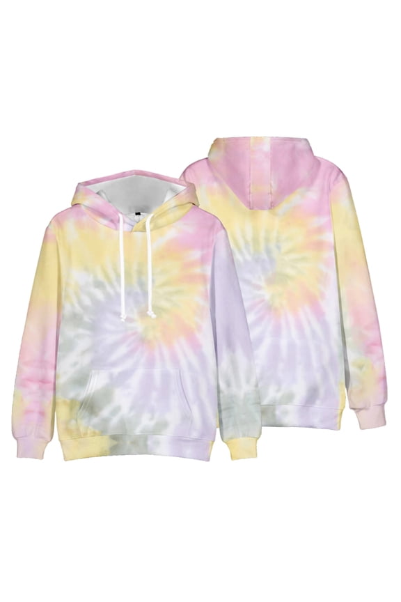 Men Casual Fashion Round Neck Sweatshirt Tie-dye Pattern 3D Print Pullover Long Sleeve Tops Outwear