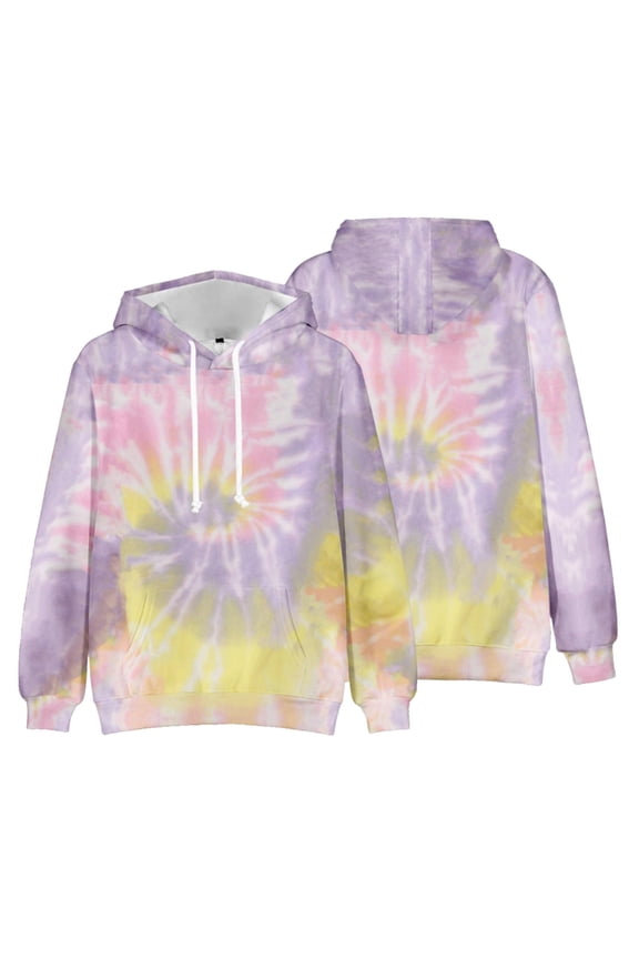 Men Casual Fashion Round Neck Sweatshirt Tie-dye Pattern 3D Print Pullover Long Sleeve Tops for Office Business Work