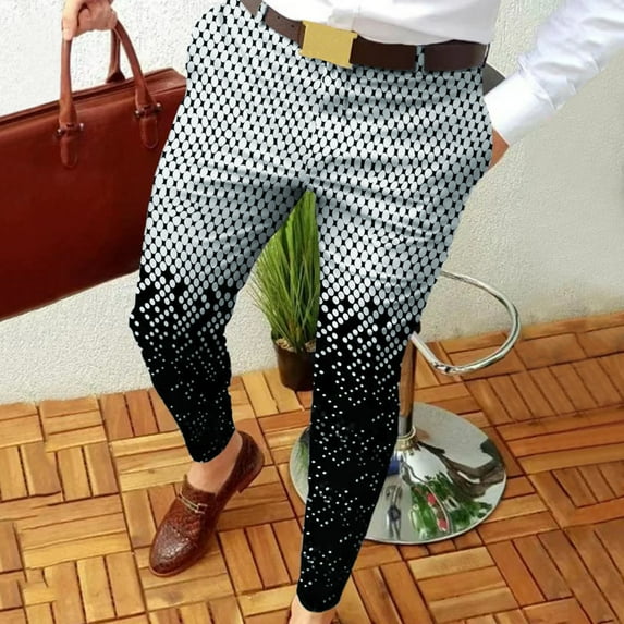 Lilgiuy Men Casual Fashion Zippered Printed Mid-waisted Trousers With Pockets Pants for Athletic Workout