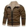 thumbnail image 1 of Lilgiuy Men Casual Keep Warm Thicken Long Sleeve Turndown Jacket Zipper Patchwork for Cold Weather, 1 of 5
