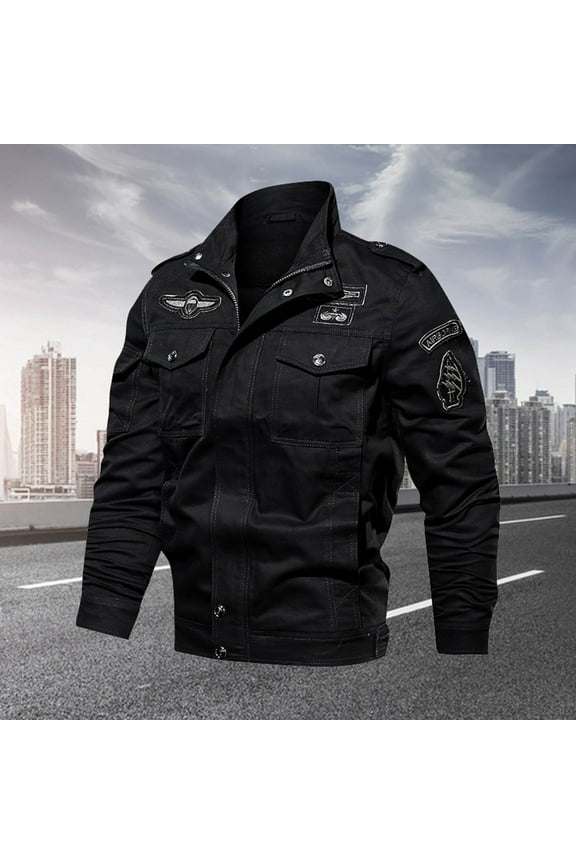 Men Casual Novelty Lapel Coat Jacket Washed Cotton Coat Military Tough Guy Overalls Long Sleeve Hoodless Casual Outwear & Jackets for Dating Wedding
