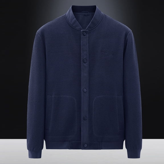 Lilgiuy Men Casual Novelty Long Sleeve Turndown Zipped Pocket Cotton Thermal Top Jacket for Sports Gym Exersice