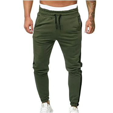 Lilgiuy Men Casual Patchwork Elastic Waist Pockets Fitness Sport Pants Pants for Gym Workout Athletic Training