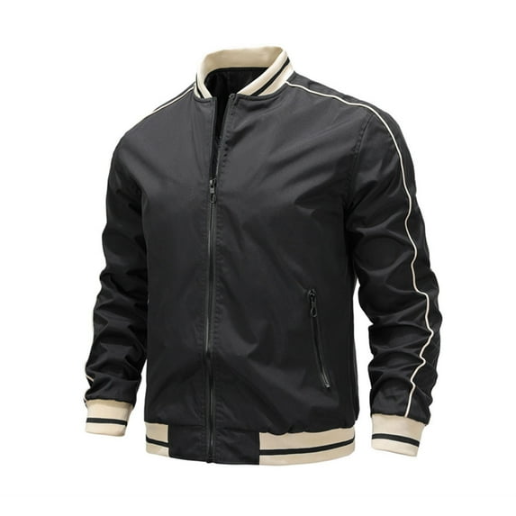 Lilgiuy Men Casual Patchwork Novelty Long Sleeve Zipper Outwear Sweater Jacket for Going Out