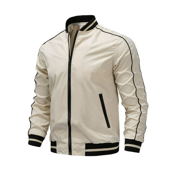 Lilgiuy Men Casual Patchwork Novelty Long Sleeve Zipper Outwear Sweater Jacket for Workplace Office