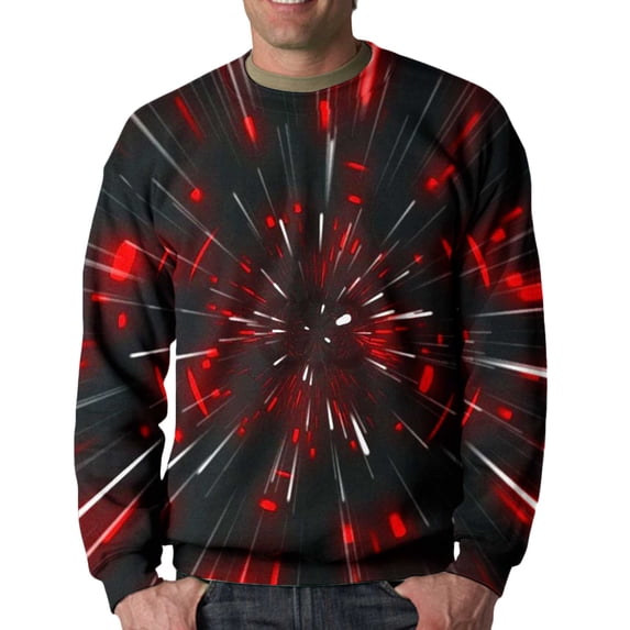 Lilgiuy Men Casual Round Neck Long Sleeve Pullover 3D Printed Sweatshirts Blouse Basic Large Tall