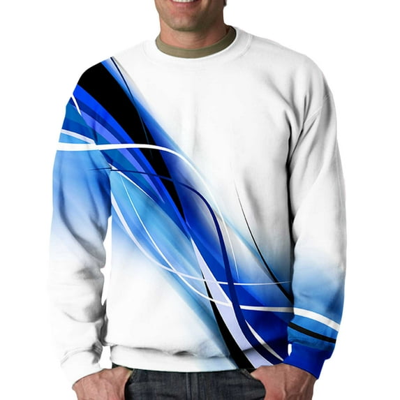 Lilgiuy Men Casual Round Neck Long Sleeve Pullover 3D Printed Sweatshirts Blouse Workwear