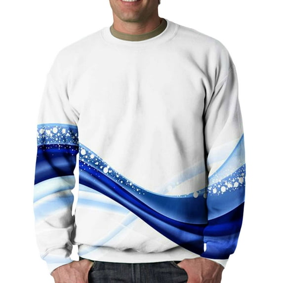 Lilgiuy Men Casual Round Neck Long Sleeve Pullover 3D Printed Sweatshirts Blouse for Office Business Work