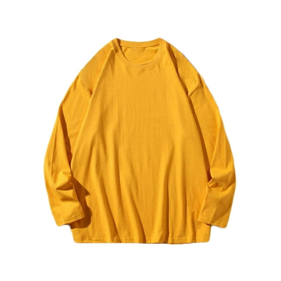 Lilgiuy Men Casual Round Neck Long Sleeve Pullover Solid Color Sweatshirts Blouse for Going Out