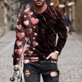 thumbnail image 1 of Lilgiuy Men Casual Round Neck Long Sleeve Pullover Valentine's Day 3D Printed T-Shirt Blouse Workwear, 1 of 5