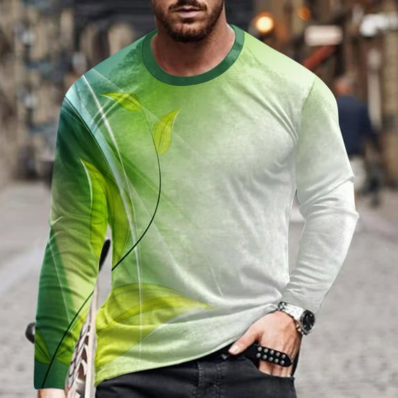 Lilgiuy Men Casual Round Neck Short Sleeve Pullover Line 3D Printed T-Shirt Blouse Workwear