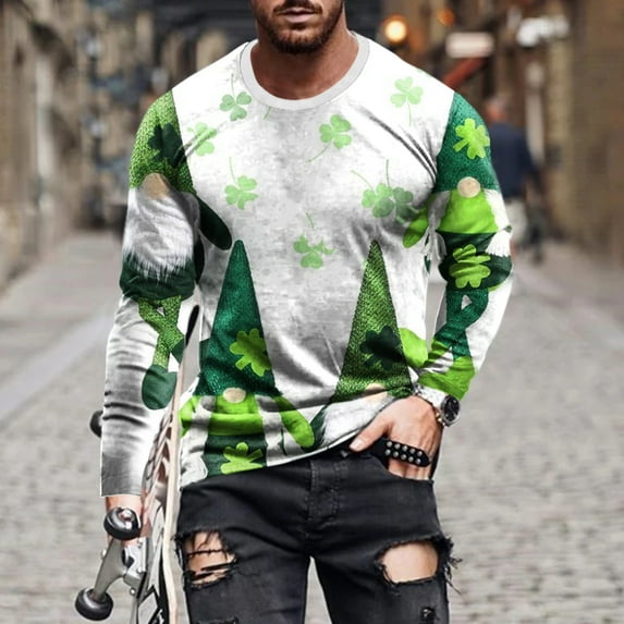 Lilgiuy Men Casual Round Neck Short Sleeve Pullover Line 3D Printed T-Shirt Blouse for Vacation Festival Holiday