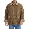 thumbnail image 1 of Lilgiuy Men Casual Solid Corduroy Plus Fleece Thickening Turndown Long Sleeve Button Jacket With Pockets Brown（） Fall Fashion for 2022 Spring Winter, 1 of 5