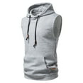 thumbnail image 1 of Lilgiuy Men Casual Solid Hooded Sweatshirt Sleeveless Hoodie Pullover Tank Tops Blouse for Vacation Festival Holiday, 1 of 5