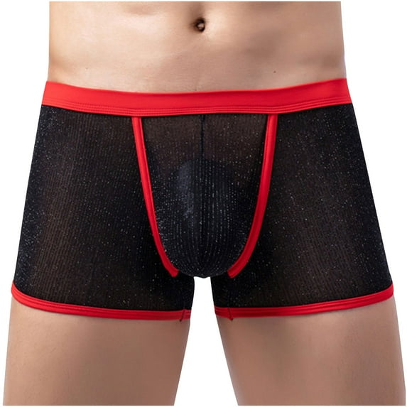 Lilgiuy Men Casual Solid Underwear Gold Dot Mesh Striped Boxer Breathable Hip Shorts 2022 Fall Winter