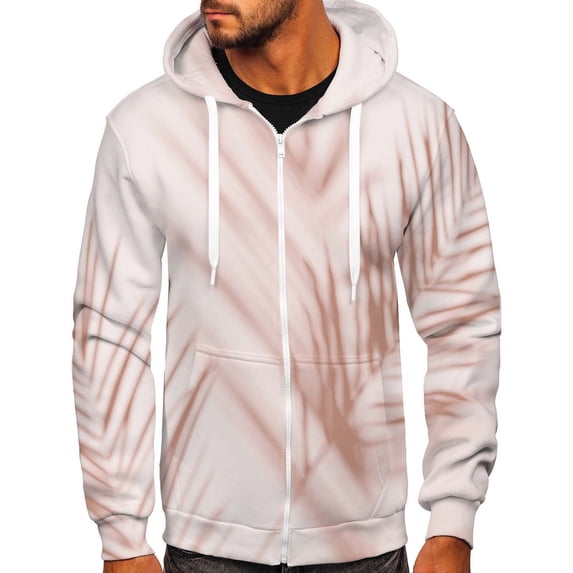 Lilgiuy Men Casual Sports Fitness Sweatshirt Hooded Zipper Gradient Print Jacket Khaki Winter Fashion 2022