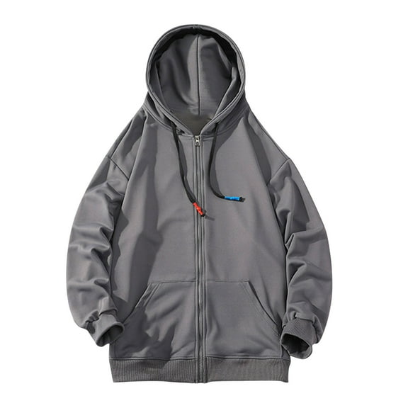 Lilgiuy Men Casual Sports Solid Sports Fitness Zip Hood Pocket Sweatshirt Jacket Dark Gray 2022 Fall Winter