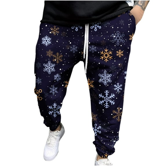 Lilgiuy Men Casual Sweatpants Christmas 3D Printed Elastic Trousers Fashion for 2022 Spring Winter