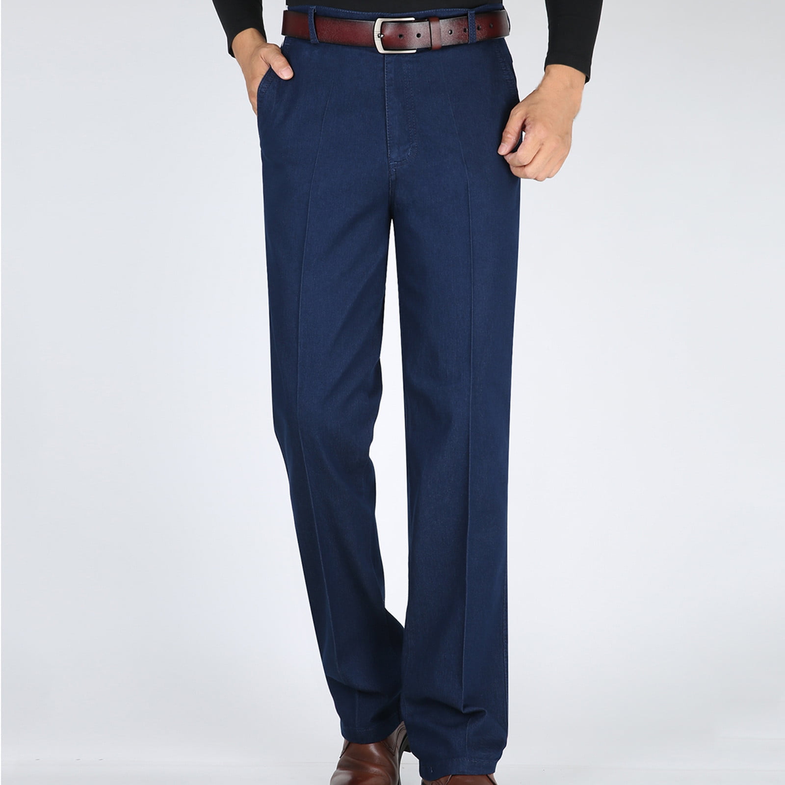 Lilgiuy Men Classic Fit Dress Pant Casual Flat Front Pant Expandable Waist Suit Pant for Daily