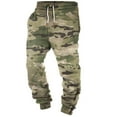thumbnail image 1 of Lilgiuy Men Drawstring Sweatpants Camouflage Print Pockets Elasticated Trousers Cuffed Long Lenght Pant Fall Winter Trouser for Hiking Outdoor Jogging, 1 of 4