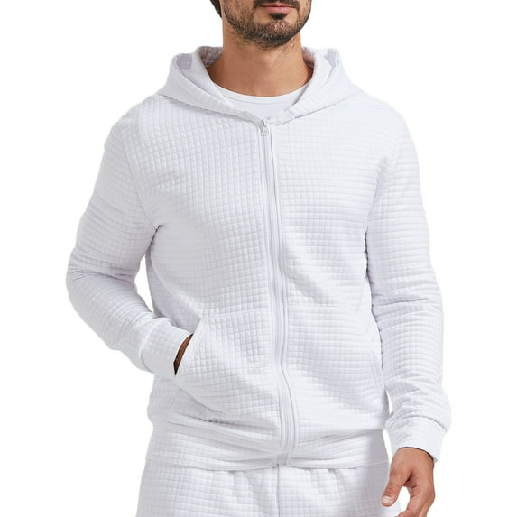 Lilgiuy Men Fashion Casual Round Neck Long Sleeve Zipper Hooded Sweatshirts Blouse for Stage Performance